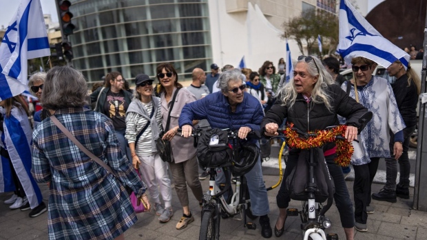 Israeli "grandmothers for democracy" protest