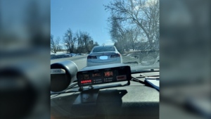 The driver was clocked travelling at 151 km/h in an 80 km/h zone, police say. (OPP via Twitter) 