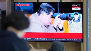 A TV screen shows an image of North Korean leader Kim Jong Un during a news program at the Seoul Railway Station in Seoul, South Korea, Friday, March 24, 2023. North Korea said Friday its latest cruise missile launches this week were part of nuclear attack simulations that also involved a test of a purported underwater attack drone as leader Kim Jong Un vowed to make his rivals "plunge into despair." (AP Photo/Lee Jin-man)