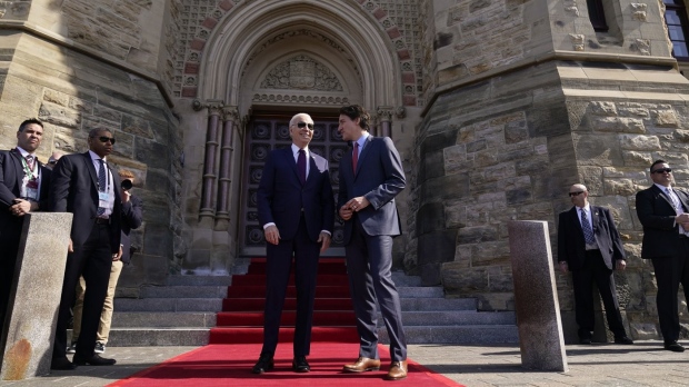 President Joe Biden and Canadian Prime Minister Justin Trudeau participate in an arrival ceremony at Parliament Hill, in Ottawa, Friday, March 24, 2023. THE CANADIAN PRESS/AP-Andrew Harnik
Andrew Harnik