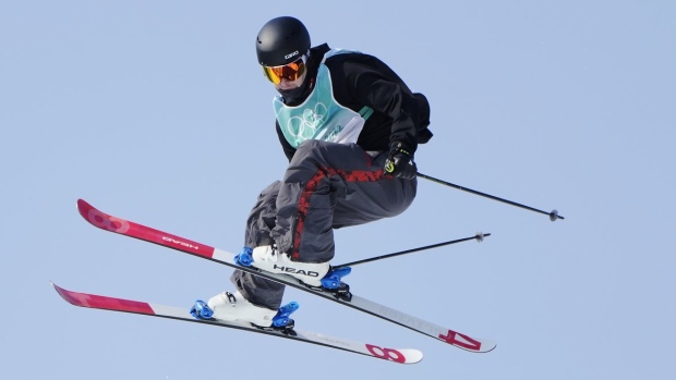 Canada's Evan McEachran competes during his second run of the men's freeski big air final at the 2022 Winter Olympics in Beijing on Wednesday, Feb. 9, 2022. McEachran earned World Cup silver in the men's slopestyle ski event on Saturday. THE CANADIAN PRESS/Paul Chiasson