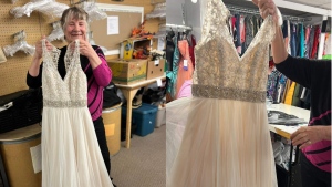 Sheila at St. Vincent De Paul Valu Store in Bowmanville, Ont. located Tanya Walsh's lost wedding dress (Walsh handout)