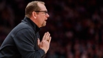 Toronto Raptors head coach Nick Nurse reacts during the second half of their NBA game against the Washington Wizards in Toronto on Sunday, March 26, 2023. THE CANADIAN PRESS/Cole Burston 