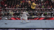 Wrestler Logan Paul, right, kicks Seth "Freakin" Rollins during the WWE Monday Night RAW event, Monday, March 6, 2023, in Boston. WWE and the company that runs Ultimate Fighting Championship will combine to create a $21.4 billion sports entertainment company. (AP Photo/Charles Krupa, File)