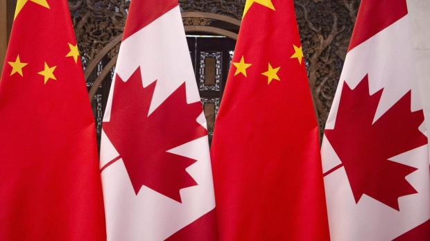flags of Canada and China