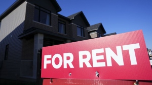 A for rent sign is displayed on a house in Ottawa on Friday, Oct. 14, 2022. Rentals.ca and Urbanation's latest rent report says average rents across Canada were up one per cent between February and March – the first monthly increase since November. THE CANADIAN PRESS/Sean Kilpatrick
