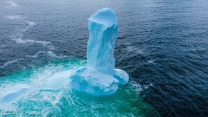 An iceberg handout photo provided by Ken Pretty is shown off the coast of Harbour Grace, Newfoundland. Pretty, of Dildo, N.L., posted this picture of an iceberg with particularly anatomical qualities to his Facebook page on Thursday evening. It's since been shared more than 5,300 times. THE CANADIAN PRESS/HO-Ken Pretty