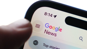 The Google News homepage is displayed on an iPhone in Ottawa on Tuesday, Feb. 28, 2023. Google Canada says it would be reasonable to reconsider sharing links to news sites if Bill C-18, the government's Online News Act, becomes law. THE CANADIAN PRESS/Sean Kilpatrick