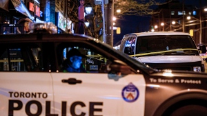 A Toronto Police cruiser can be seen on Thurs., March 31, 2022. THE CANADIAN PRESS/Christopher Katsarov