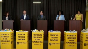 Toronto mayoral candidates face off in a debate hosted by the Daily Bread Food Bank in Etobicoke Monday, May 15, 2023.