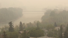 smoke from wildfires downtown Calgary