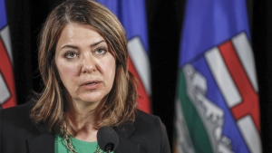 United Conservative Party Leader Danielle Smith makes an election campaign announcement in Calgary, Thursday, May 11, 2023. THE CANADIAN PRESS/Jeff McIntosh
