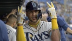 Tampa Bay Rays' Jose Siri celebrates after his two-run home run off Toronto Blue Jays starting pitcher Chris Bassitt during the second inning of a baseball game Monday, May 22, 2023, in St. Petersburg, Fla. (AP Photo/Steve Nesius)
