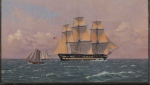 This image provided by the Statens Museum For Kunst shows the 1834 painting "The 84-Gun Danish Warship 'Dronning Marie' in the Sound" by Christoffer Wilhelm Eckersberg. Danish painters in the 19th century had some special ingredients up their sleeves: They used materials from brewing beer to create their artwork, according to research published in the journal Science Advances on Wednesday, May 24, 2023. (Christoffer Wilhelm Eckersberg/Statens Museum for Kunst via AP)