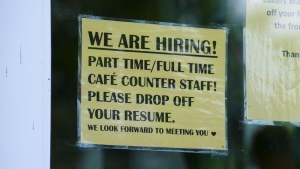 A new report is casting doubt on the idea that Canada is facing a widespread labour shortage, bolstering arguments by labour economists who say the country has more than enough workers. A sign for help wanted is pictured in a business window in Ottawa on Tuesday, July 12, 2022. THE CANADIAN PRESS/Sean Kilpatrick