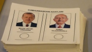 A ballot with the names and images of two presidential candidates, Recep Tayyip Erdogan, left, and Kemal Kilicdaroglu, at a polling station, in Ankara, Turkiye, Sunday, May 28, 2023. Voters in Turkiye returned to the polls Sunday to decide whether the country’s longtime leader, Erdogan, stretches his increasingly authoritarian rule into a third decade or is unseated by a challenger who has promised to restore a more democratic society. (AP Photo/Burhan Ozbilici)