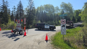 Ontario Provincial Police are shown at the scene of a fatal collision investigation in Caledon on Monday morning. (Twitter/@OPP_CR)