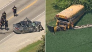 Two vehicles involved in a fatal crash near Woodstock are shown in these side-by-side photos.