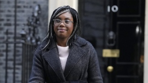 FILE - Kemi Badenoch, Britain's Secretary of State for International Trade and President of the Board of Trade, Minister for Women and Equalities leaves after attending a cabinet meeting in Downing Street in London, on Jan. 17, 2023. The U.K. government on Wednesday May 10, 2023 scrapped plan to remove all remaining EU laws, some 4,000 in all, from British statute books by the end of this year — a post-Brexit goal that critics said was rash and unachievable. Badenoch said in a written statement that the government would instead draw up a list of about 600 specific laws that would be revoked. (AP Photo/Kirsty Wigglesworth, File)