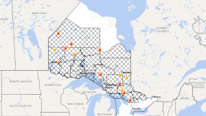 An interactive map shows Ontario's Restricted Fire Zone as of June 1, 2023. 