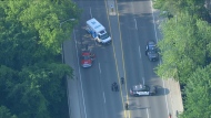 Emergency crews are on scene after a pedestrian was fatally struck near Mount Pleasant Road and Bloor Street on June 6, 2023.