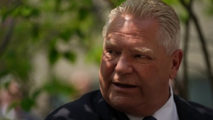 Ontario Premier Doug Ford attends the official opening of Kensington Health's expanded hospice facility in Toronto, on Tuesday, May 23, 2023. Ontario Premier Doug Ford is urging everyone in the province to refrain from lighting campfires, as 52 wildfires burn across the province and smoke from fires in Quebec degrades air quality. THE CANADIAN PRESS/Chris Young

