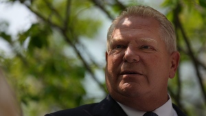 Ontario Premier Doug Ford attends the official opening of Kensington Health's expanded hospice facility in Toronto, on Tuesday, May 23, 2023. THE CANADIAN PRESS/Chris Young 