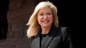 Bonnie Crombie, who is rumoured to be considering a bid for the Ontario Liberal Leadership is photographed on the steps of the Ontario Legislature, in Toronto on Thursday May 18, 2023. THE CANADIAN PRESS/Chris Young