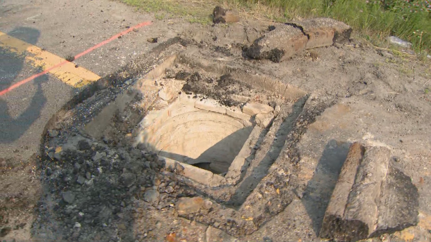 Blown-up manhole