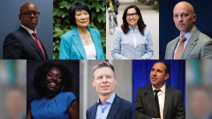 The candidates in the Toronto mayoral race are pictured: (Top row left to right) Mark Saunders, Olivia Chow, Ana Bailao, Brad Bradford. (Bottom row, left to right) Mitzie Hunter, Anthony Furey and Josh Matlow. (Composite: The Canadian Press and Handouts)