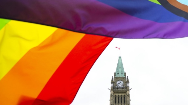 Pride flag on Parliament Hill