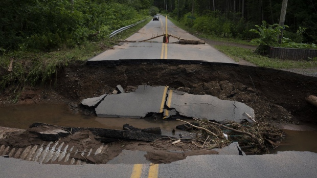 washed-out roadway near McKay Section, N.S.