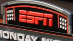 This Sept. 16, 2013, file photo shows the ESPN logo prior to an NFL football game between the Cincinnati Bengals and the Pittsburgh Steelers, in Cincinnati. 