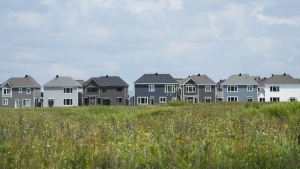 A row of new homes is pictured in Ottawa on Monday, Aug. 14, 2023. THE CANADIAN PRESS/Sean Kilpatrick
