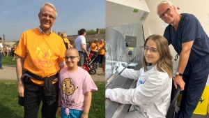 Dr. James Rutka, a neurosurgeon at the Hospital for Sick Children, and former patient and current research student Jessica Rosenbloom (Supplied). 