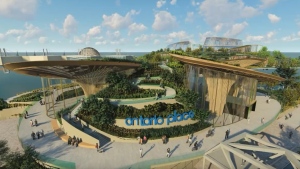 A still image from Therme Canada's updated design for Ontario Place is pictured. (Supplied) 
