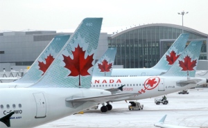 Air Canada planes are seen in this undated file image. 