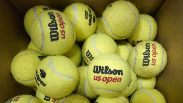 box of game-used tennis balls
