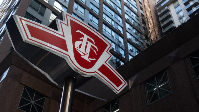 A Toronto Transit Commission sign is shown at a downtown Toronto subway stop Tuesday, Jan. 31, 2023. THE CANADIAN PRESS/Graeme Roy