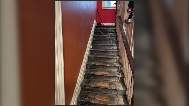 Maggie's stairwell fire damage