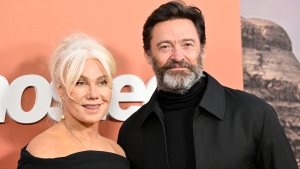 FILE - Hugh Jackman, right., and Deborra-Lee Furness Jackman attend the premiere of Apple Original Films' "Ghosted" in New York on April 18, 2023. Jackman and Deborra-lee Jackman have decided to end their marriage after 27 years and two children, the pair told People magazine Friday. In a joint statement provided to People, they said they â€œhave been blessed to share almost 3 decades together as husband and wife in a wonderful, loving marriage." (Photo by Evan Agostini/Invision/AP, File)