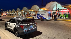 Police and paramedics are on the scene of an assault at Kipling Station on Saturday, Sept. 16, 2023. (CTV Toronto/Jacob Estrin)