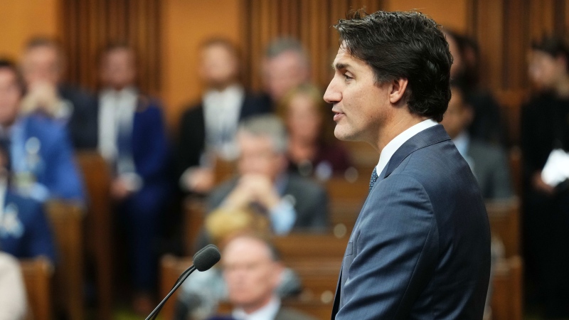 Prime Minister Justin Trudeau speaks in the House of Commons before Ukrainian President Volodymyr Zelenskyy delivers his speech in Ottawa on Friday, Sept. 22, 2023. THE CANADIAN PRESS/Sean Kilpatrick