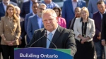 Ontario Premier Doug Ford announces that he will be reversing his government's decision to open the Greenbelt to developers during a press conference in Niagara Falls, Ont., Thursday, Sept. 21, 2023. The announcement comes after a second cabinet minister resigned in the wake of the Greenbelt controversy. THE CANADIAN PRESS/Tara Walton