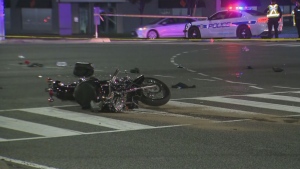 A man is dead after collision between a motorcycle and transport truck in Brampton early Monday morning. 