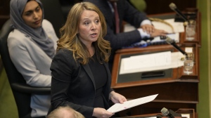 Ontario NDP Leader Marit Stiles questions the government in the legislature at Queen's Park in Toronto on Tuesday, Feb.21, 2023. Ontario New Democrats are asking the auditor general's office to investigate the province's expansion of some municipal boundaries.THE CANADIAN PRESS/Frank Gunn
