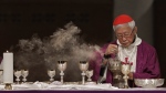 Cardinal Joseph Zen, a vocal opponent of attempts by Beijing and the Vatican at rapprochement, presides over a vigil Mass for Bishop Michael Yeung in Hong Kong, Thursday, Jan. 10, 2019. Five conservative cardinals are challenging Pope Francis to affirm Catholic teaching on homosexuality and female ordination. They've asked him to respond ahead of a big Vatican meeting where such hot-button issues are up for debate. The cardinals on Monday published five questions they submitted to Francis, known as “dubia.” (AP Photo/Vincent Yu, file)
