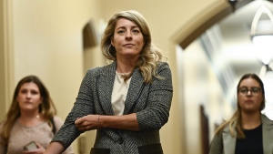 Minister of Foreign Affairs Mélanie Joly arrives for a meeting of the federal cabinet on Parliament Hill in Ottawa, on Tuesday, Oct. 3, 2023. THE CANADIAN PRESS/Justin Tang
