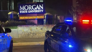 Baltimore police respond to a shooting at Morgan State University, Tuesday, Oct. 3, 2023, in Balitmore. (Jerry Jackson/The Baltimore Sun via AP)