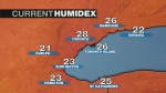 A graphic of the Oct. 3 night humidex in Toronto.